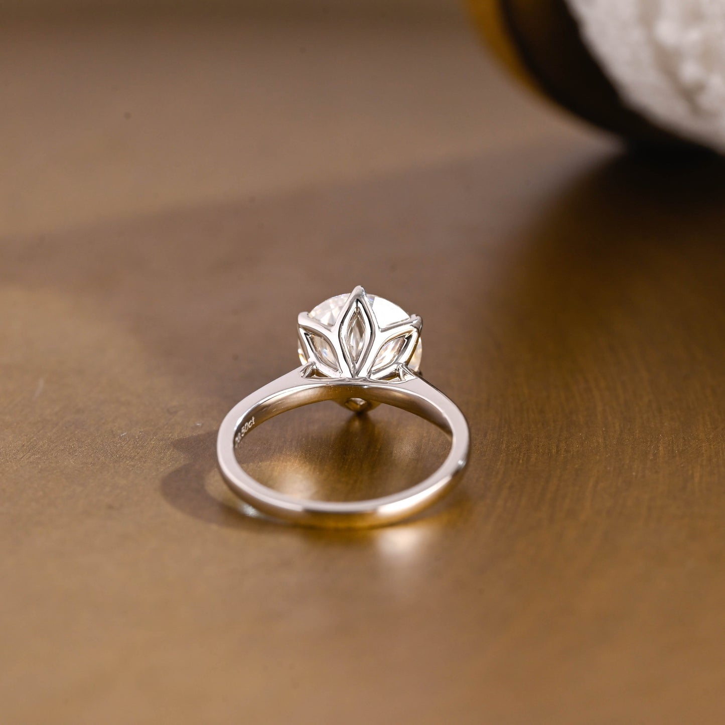 SquareJewelry round cut moissanite engagement ring Cathedral Tulip Set Round Cut Moissanite Engagement Ring