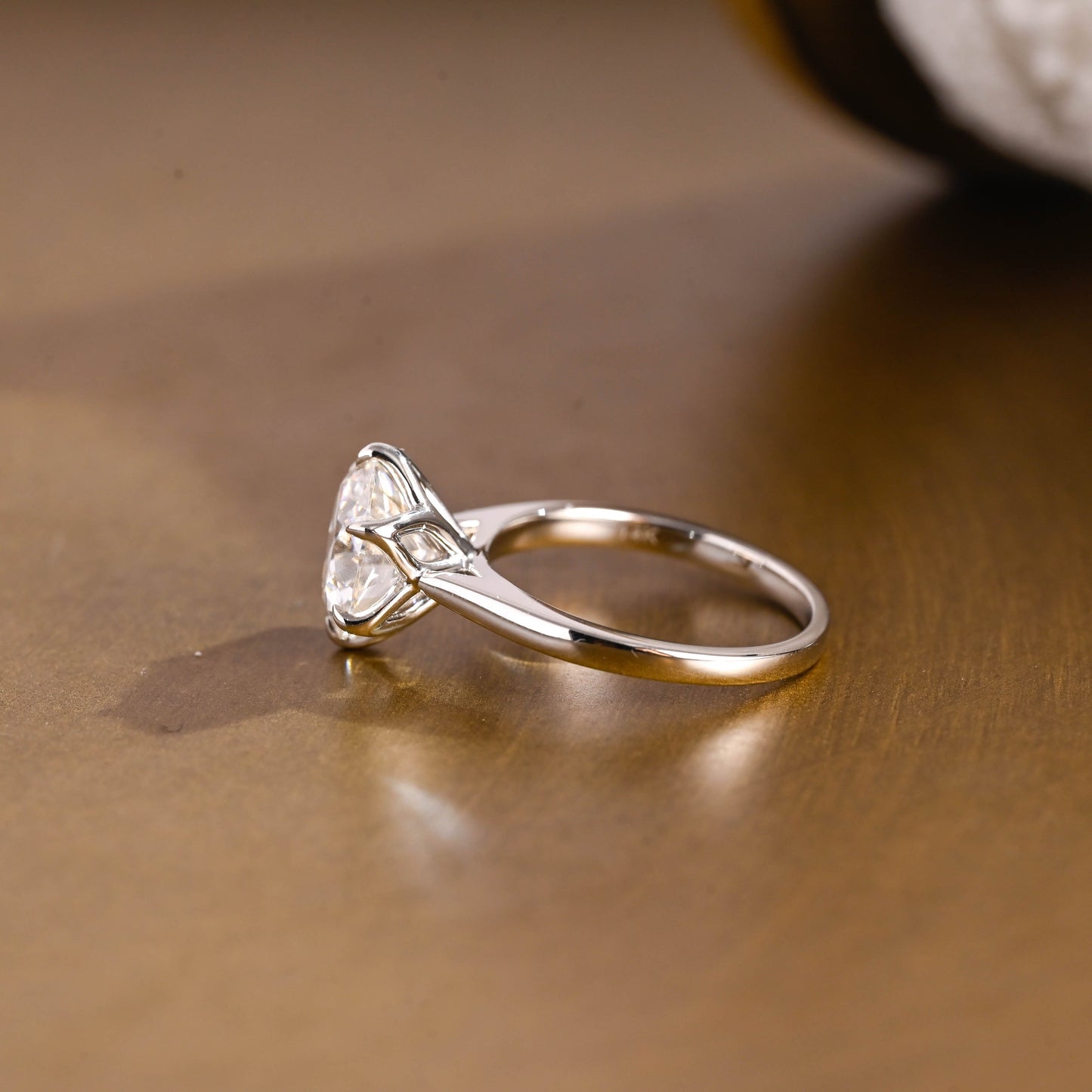 SquareJewelry round cut moissanite engagement ring Cathedral Tulip Set Round Cut Moissanite Engagement Ring