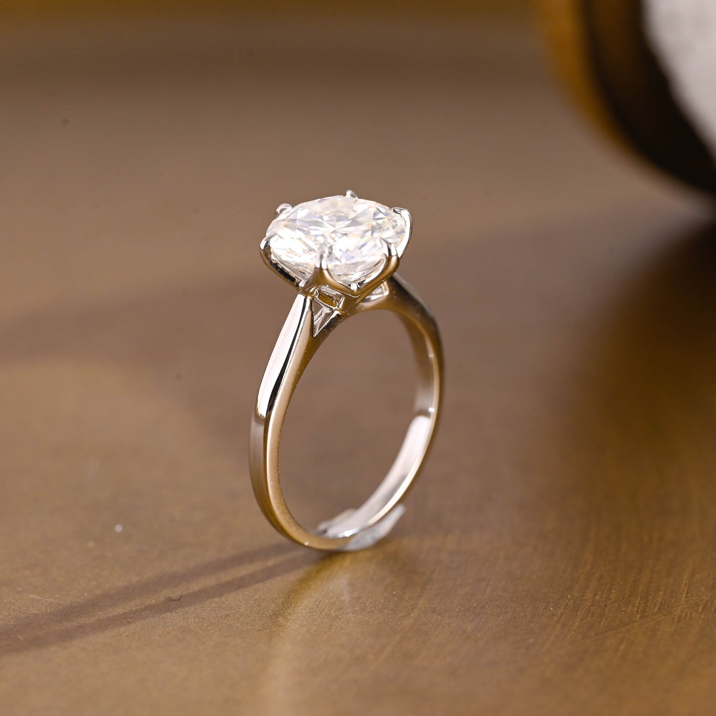 SquareJewelry round cut moissanite engagement ring Cathedral Tulip Set Round Cut Moissanite Engagement Ring