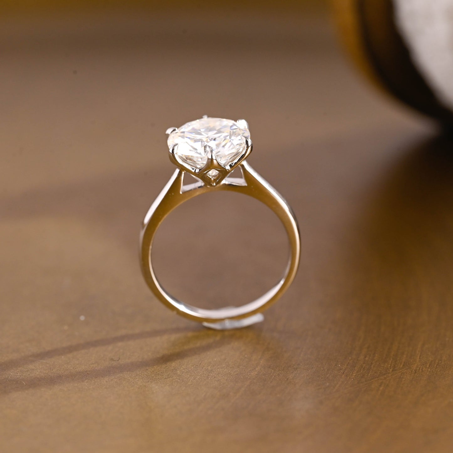 SquareJewelry round cut moissanite engagement ring Cathedral Tulip Set Round Cut Moissanite Engagement Ring