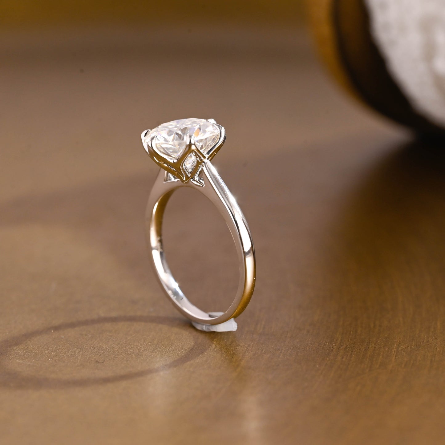 SquareJewelry round cut moissanite engagement ring Cathedral Tulip Set Round Cut Moissanite Engagement Ring
