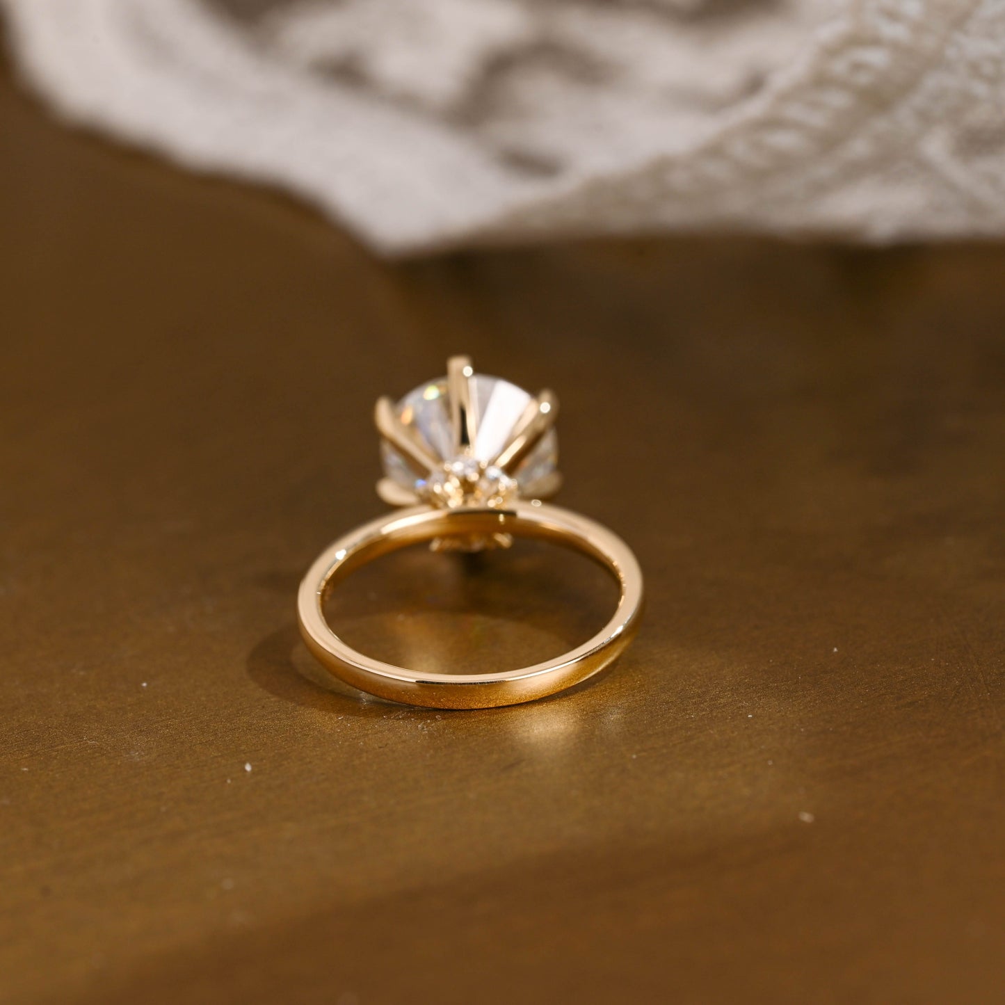 SquareJewelry round cut moissanite engagement ring Solid Gold Round Cut Moissanite Engagement Ring