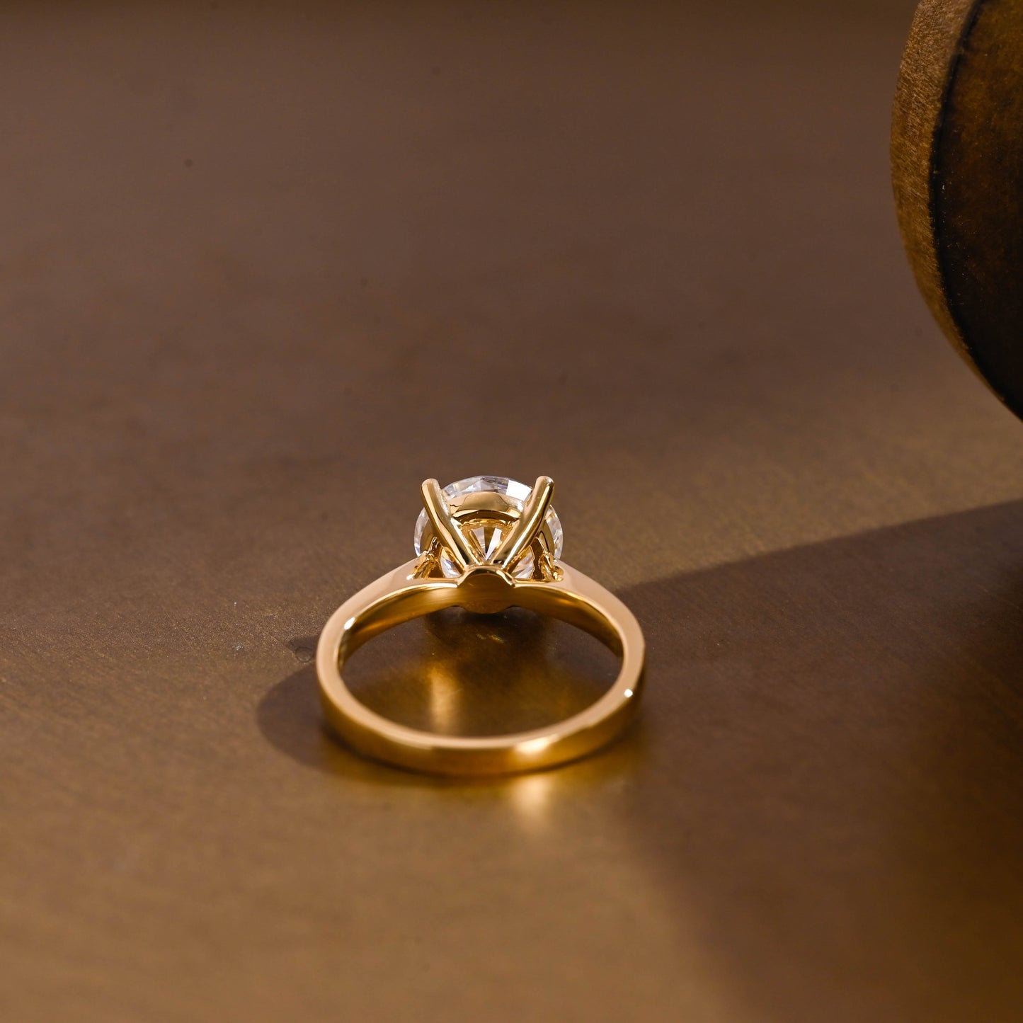 SquareJewelry round cut moissanite engagement ring Solid Gold Solitaire Cathedral Set Round Cut Moissanite Engagement Ring
