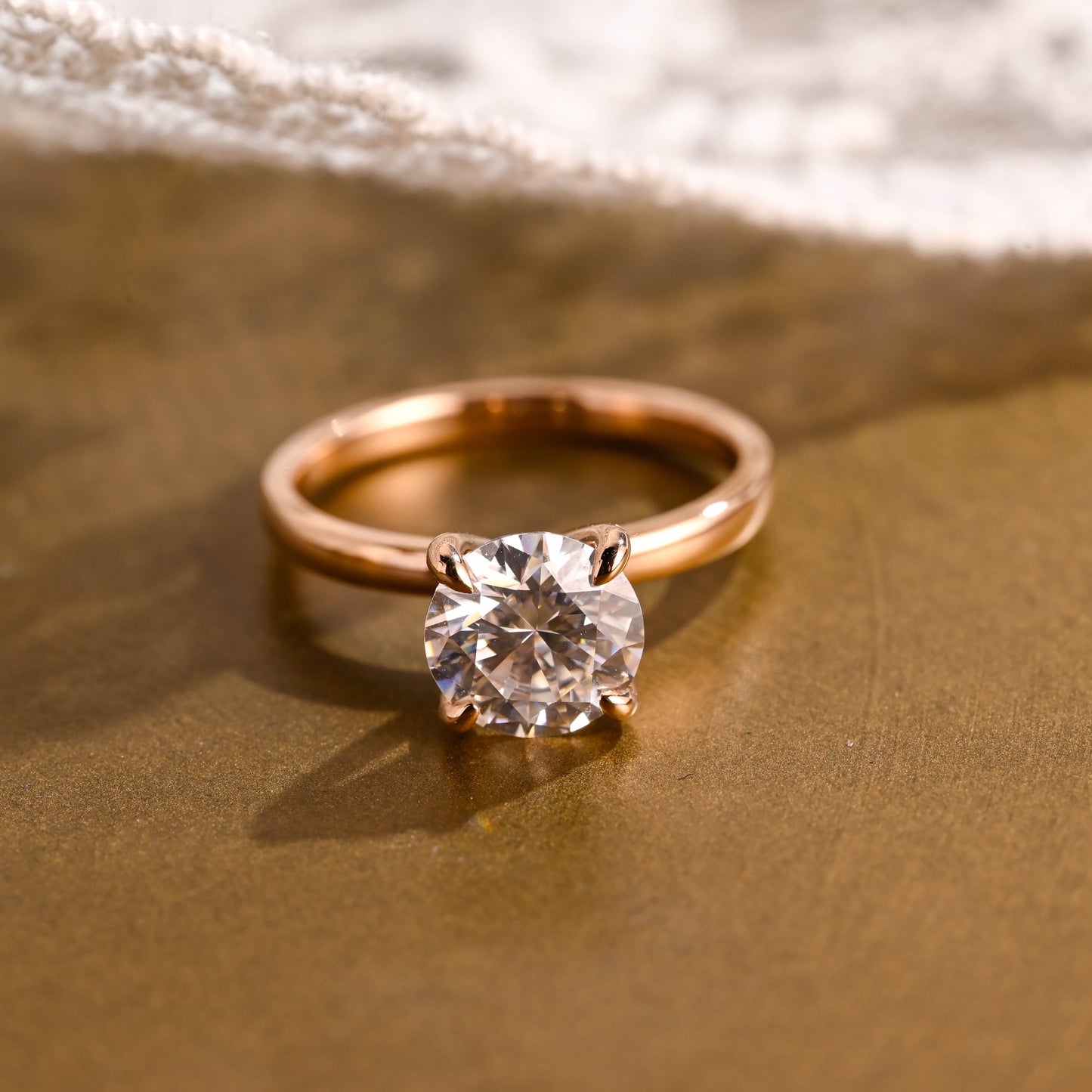 SquareJewelry round cut moissanite engagement ring Solitaire Round Cut Moissanite Engagement Ring