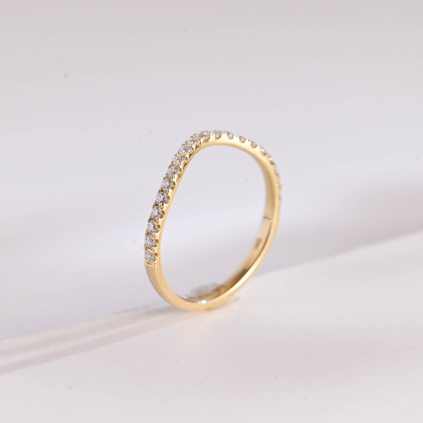 SquareJewelry women's wedding ring Curved Half Eternity Round Cut Moissanite Wedding Band