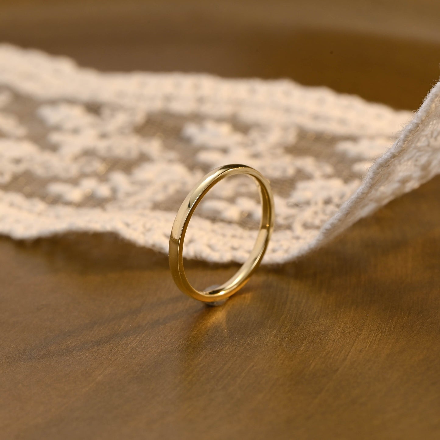 SquareJewelry women's wedding ring Solid Gold 1.8mm Width Plain Wedding Band