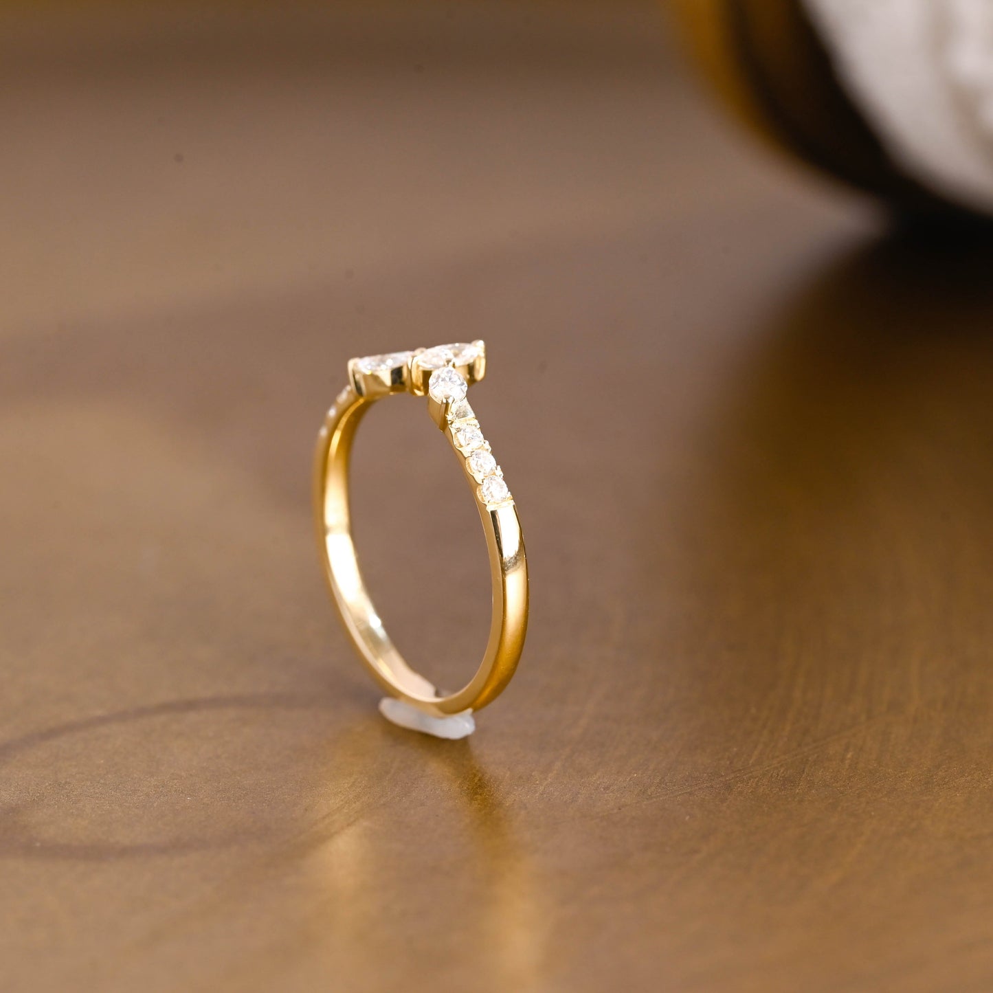 SquareJewelry women's wedding ring Solid Gold Curved Marquise Cut Moissanite Wedding Band