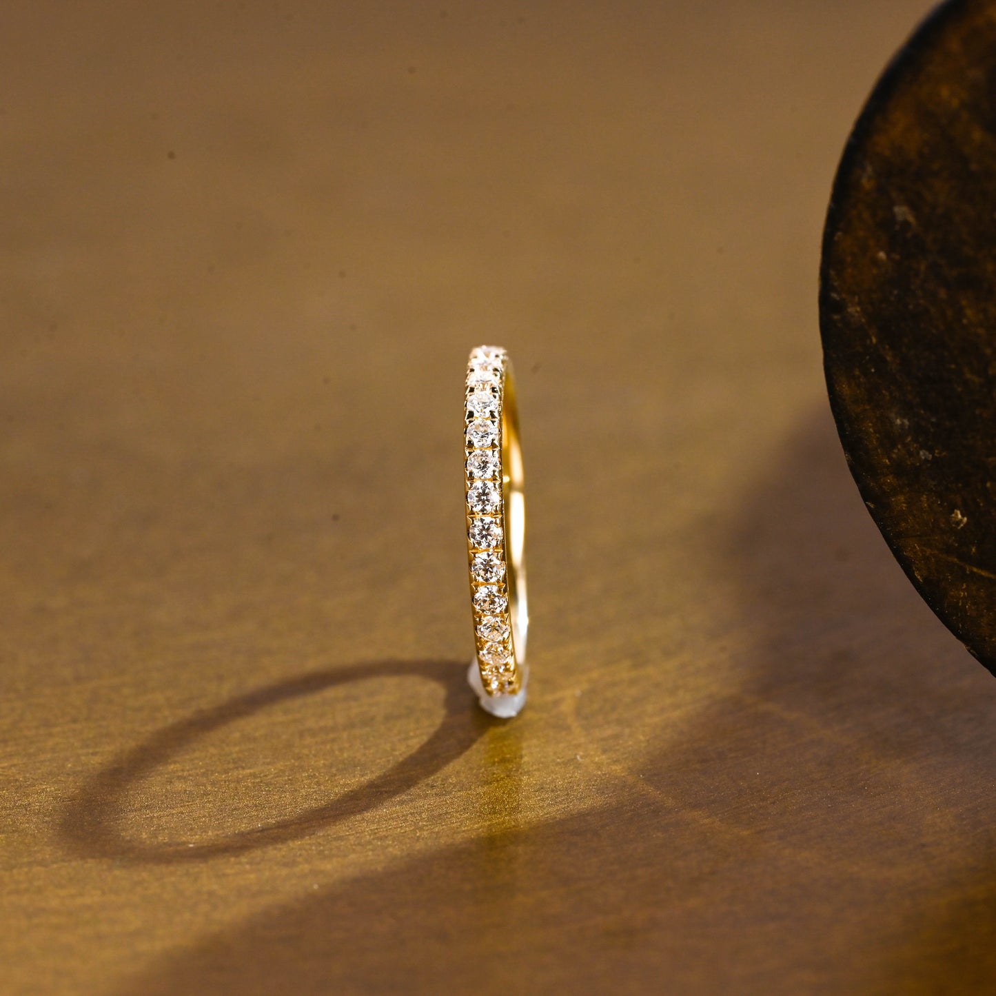 SquareJewelry women's wedding ring Solid Gold Full Eternity Round Cut Moissanite Wedding Band