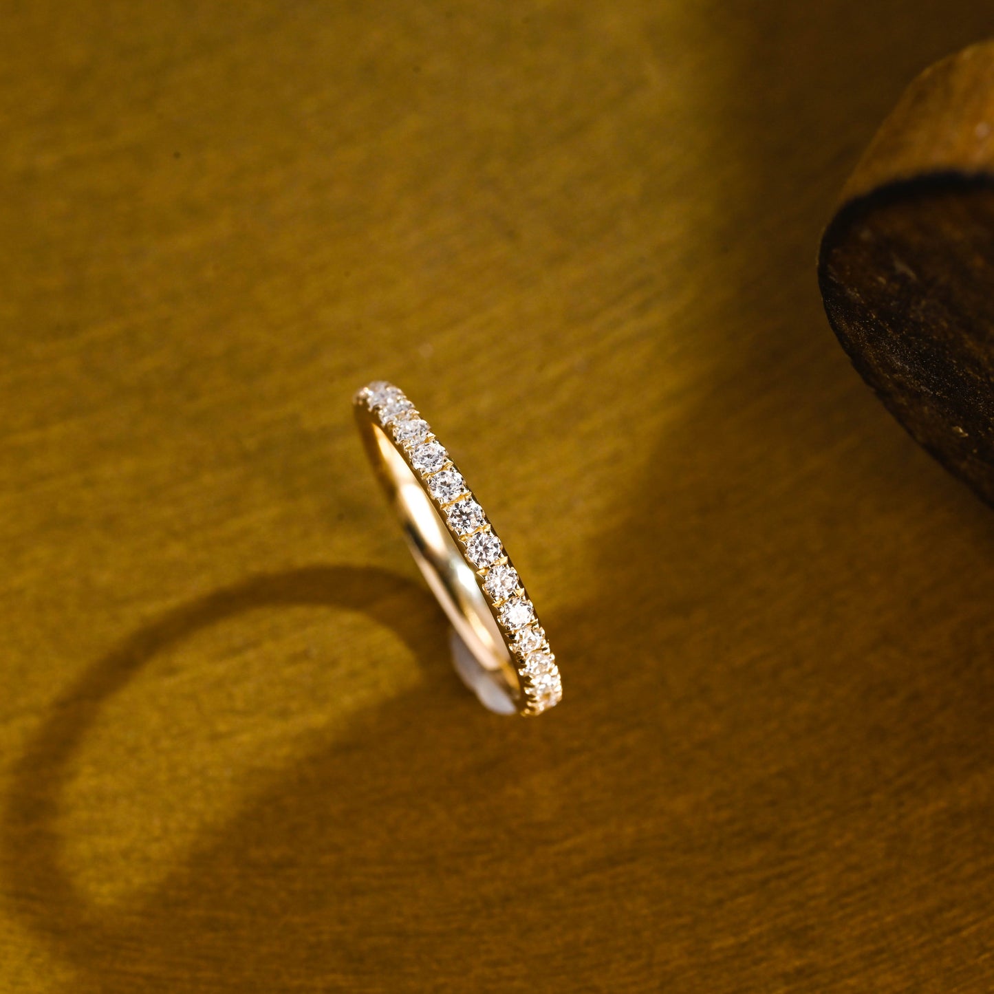 SquareJewelry women's wedding ring Solid Gold Full Eternity Round Cut Moissanite Wedding Band