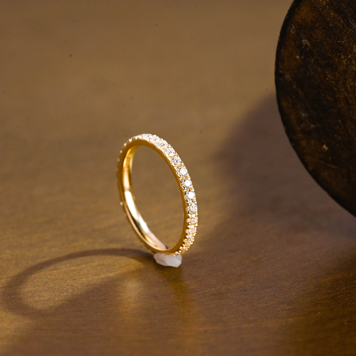 SquareJewelry women's wedding ring Solid Gold Full Eternity Round Cut Moissanite Wedding Band