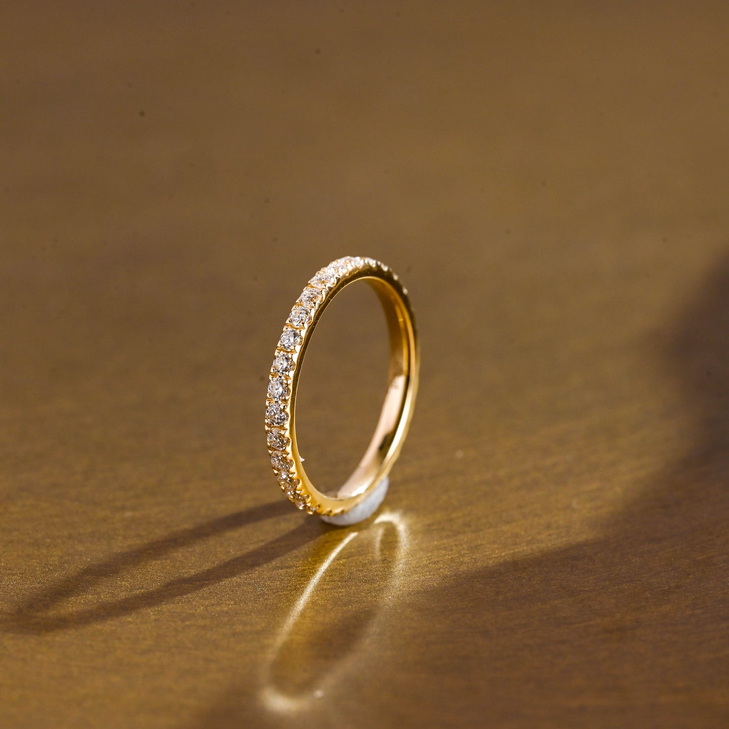 SquareJewelry women's wedding ring Solid Gold Full Eternity Round Cut Moissanite Wedding Band