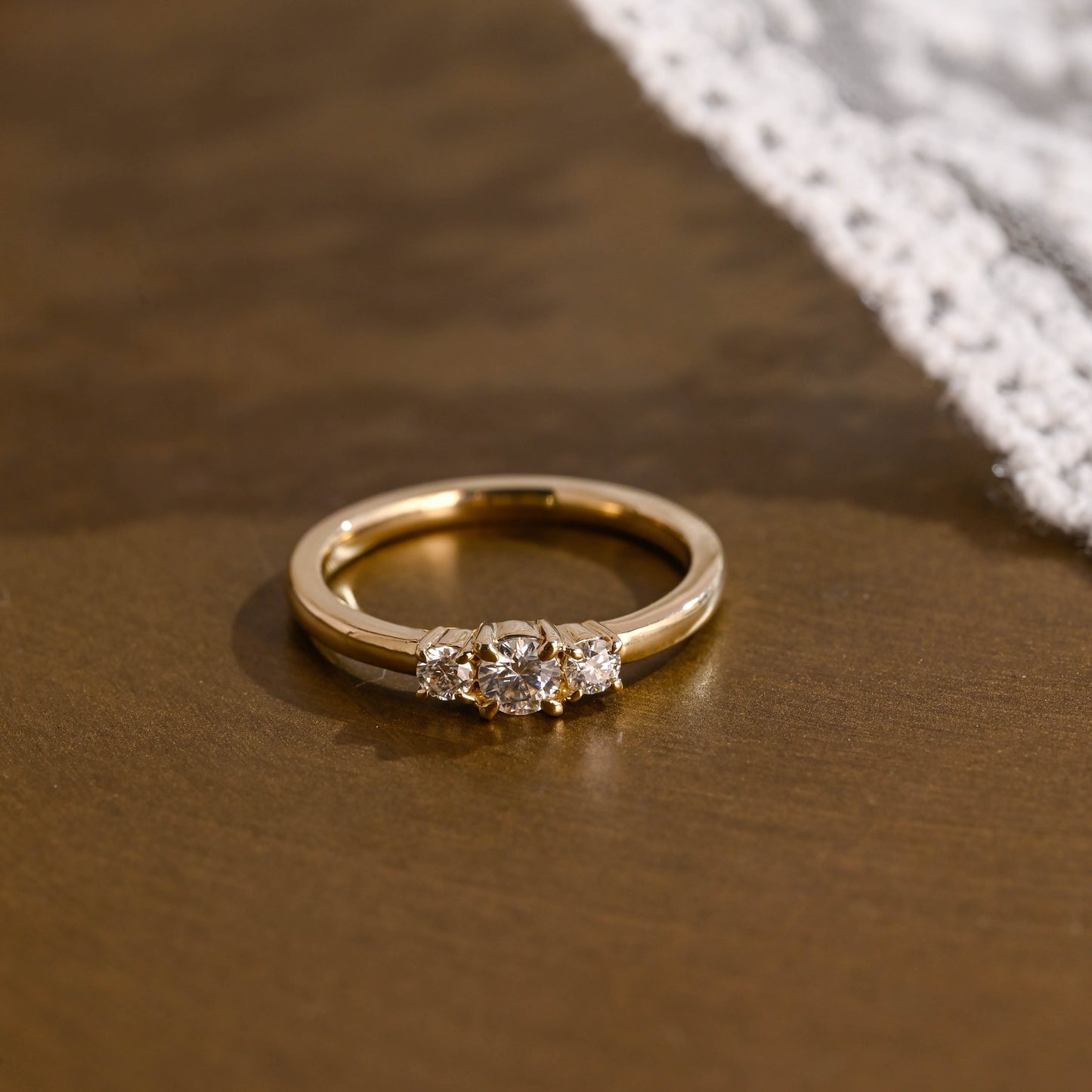 SquareJewelry women's wedding ring Solid Gold Round Cut Moissanite Wedding Band