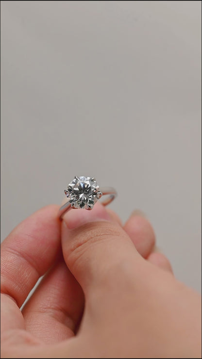 Cathedral Tulip Set Round Cut Moissanite Engagement Ring