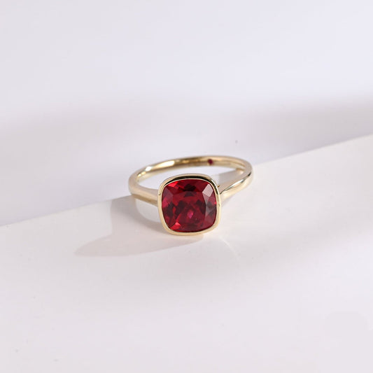 SquareJewelry cushion cut lab grown ruby engagement ring Solid Gold Cushion Lab Grown Ruby Engagement Ring