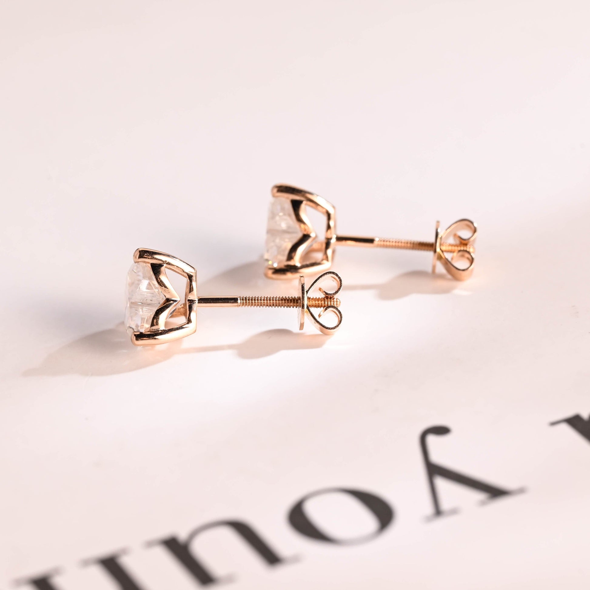 SquareJewelry earrings Solid Gold Solitaire Heart Cut Moissanite Earring Studs