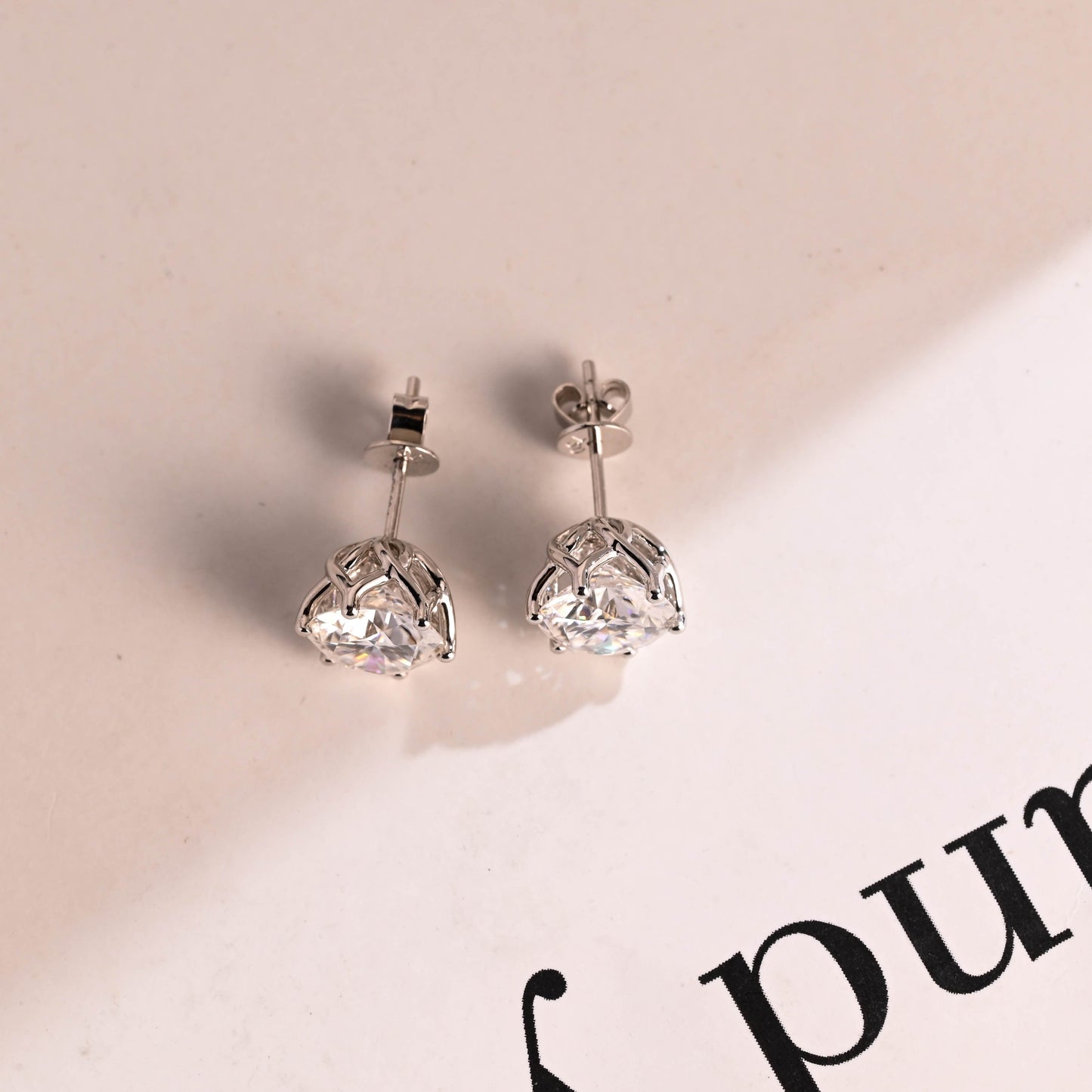 SquareJewelry earrings Tulip Style Round Cut Moissanite Earring Studs