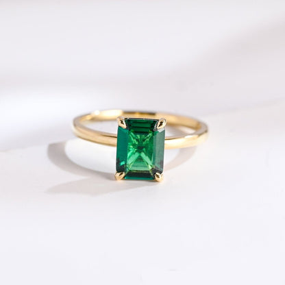 SquareJewelry emerald cut lab grown emerald engagement ring Solitaire Classic Lab Grown Emerald Cut Emerald Engagement Ring