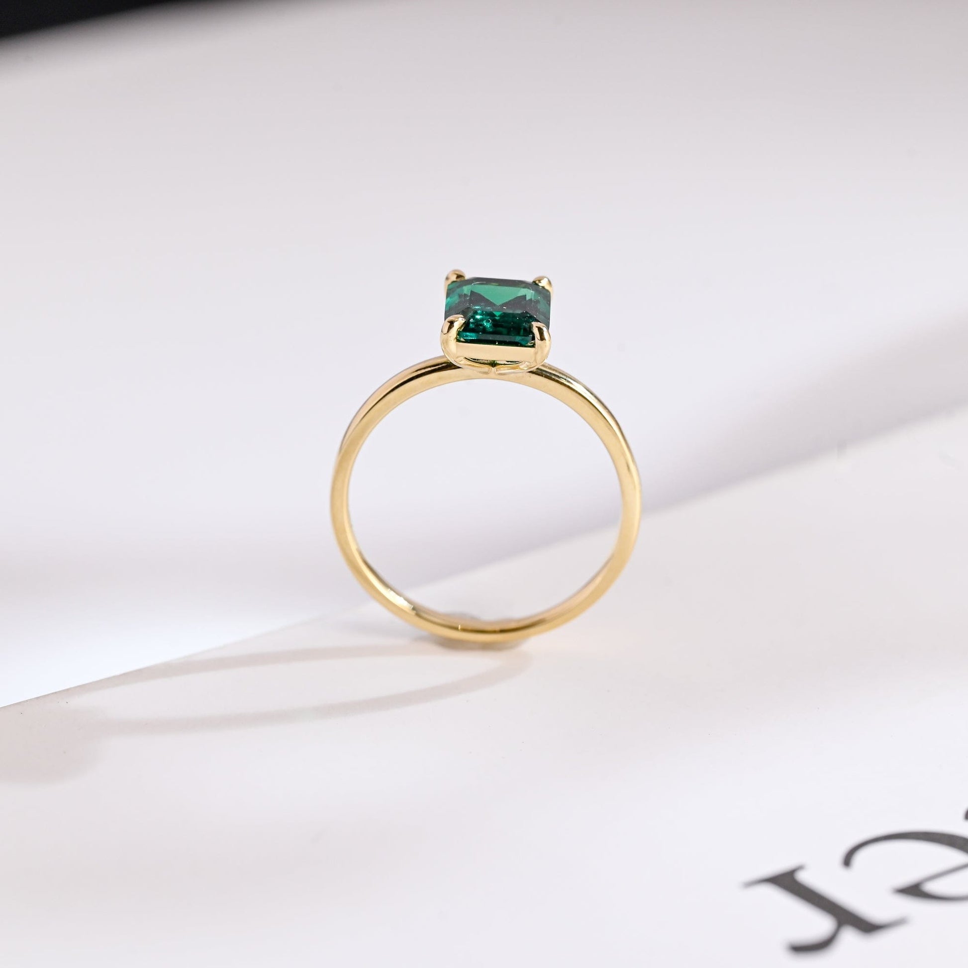 SquareJewelry emerald cut lab grown emerald engagement ring Solitaire Classic Lab Grown Emerald Cut Emerald Engagement Ring