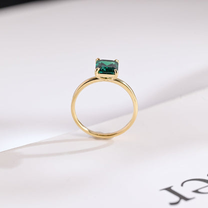 SquareJewelry emerald cut lab grown emerald engagement ring Solitaire Classic Lab Grown Emerald Cut Emerald Engagement Ring