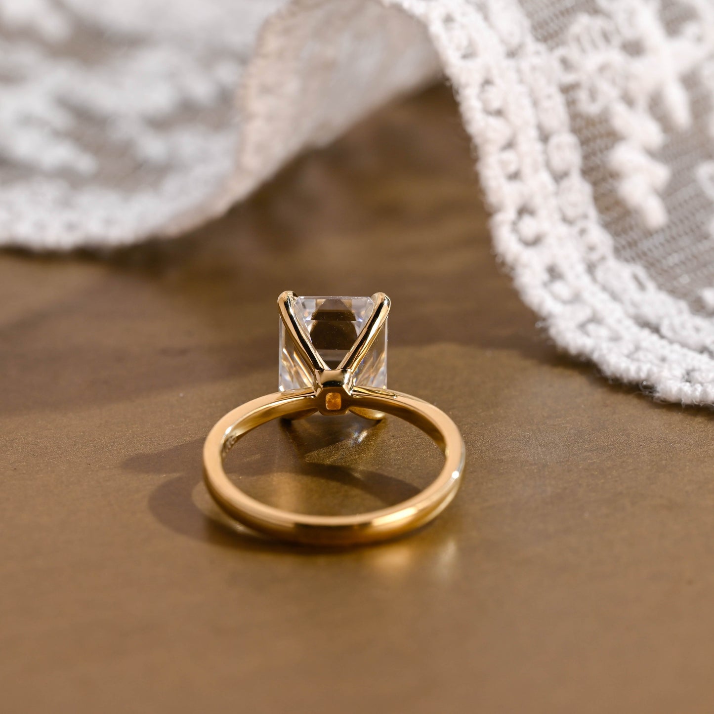 SquareJewelry emerald cut moissanite engagement ring Solid Gold Emerald Cut Moissanite Engagement Ring