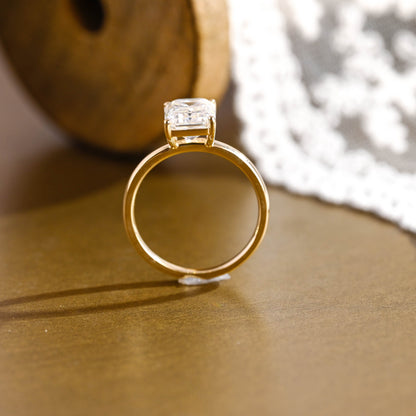 SquareJewelry emerald cut moissanite engagement ring Solid Gold Emerald Cut Moissanite Engagement Ring