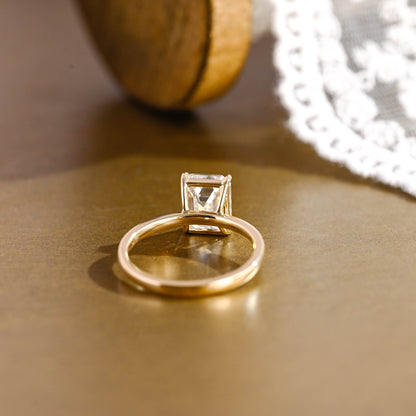 SquareJewelry emerald cut moissanite engagement ring Solid Gold Emerald Cut Moissanite Engagement Ring