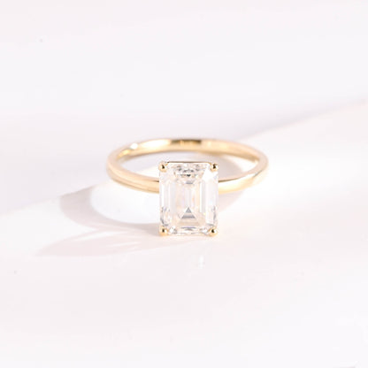 SquareJewelry emerald cut moissanite engagement ring Solid Gold Emerald Cut Moissanite Engagement Ring