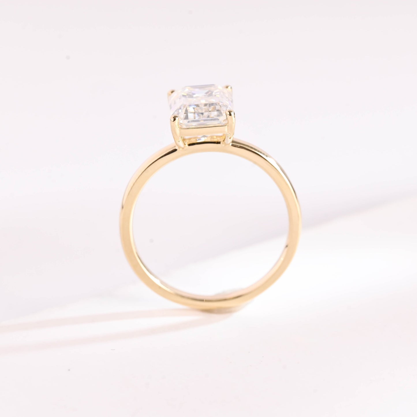 SquareJewelry emerald cut moissanite engagement ring Solid Gold Emerald Cut Moissanite Engagement Ring