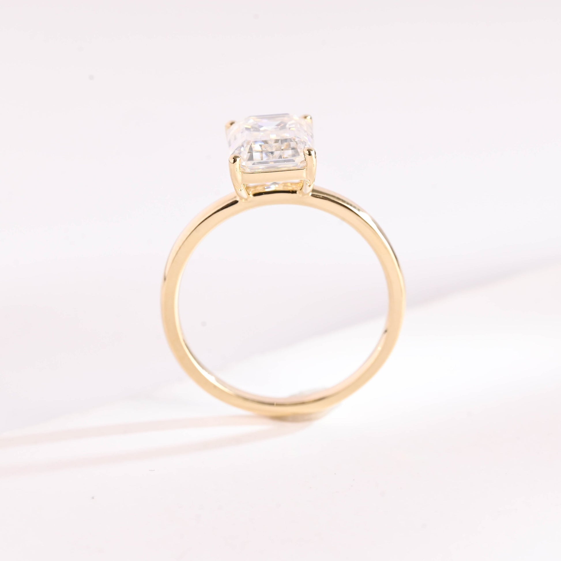 SquareJewelry emerald cut moissanite engagement ring Solid Gold Emerald Cut Moissanite Engagement Ring