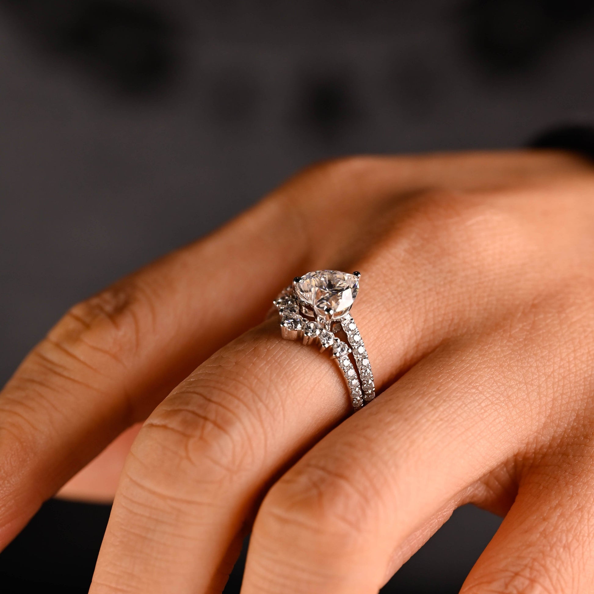 SquareJewelry heart cut bridal set Solid Gold Heart Cut Moissanite Engagement Ring Set