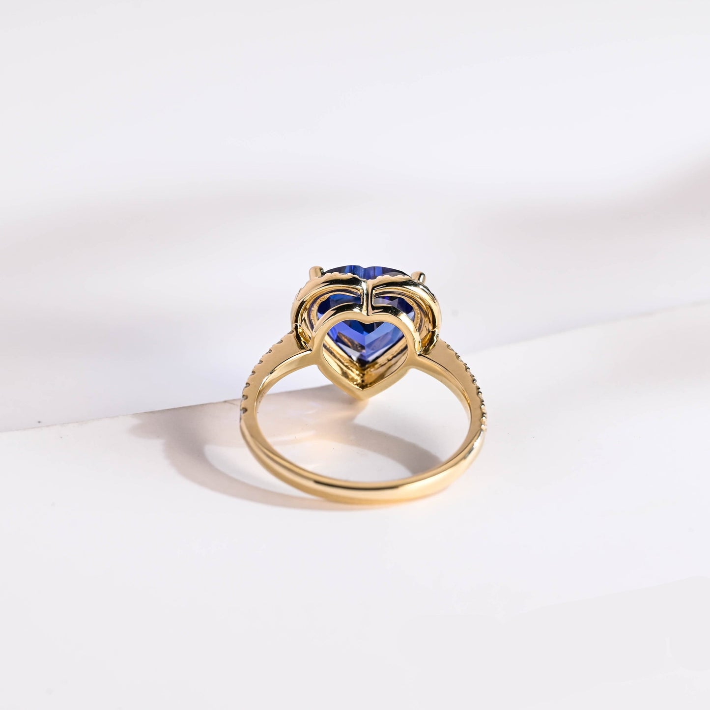 SquareJewelry heart cut lab grown sapphire engagement ring Solid Gold Heart Cut Blue Lab Grown Sapphire Engagement Ring