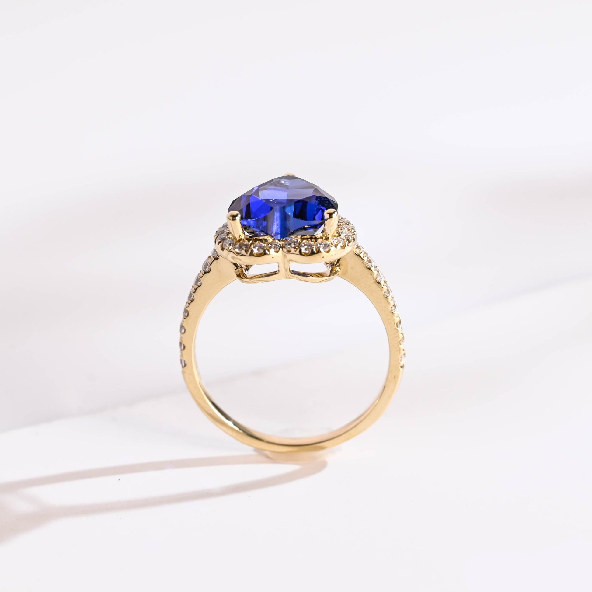 SquareJewelry heart cut lab grown sapphire engagement ring Solid Gold Heart Cut Blue Lab Grown Sapphire Engagement Ring