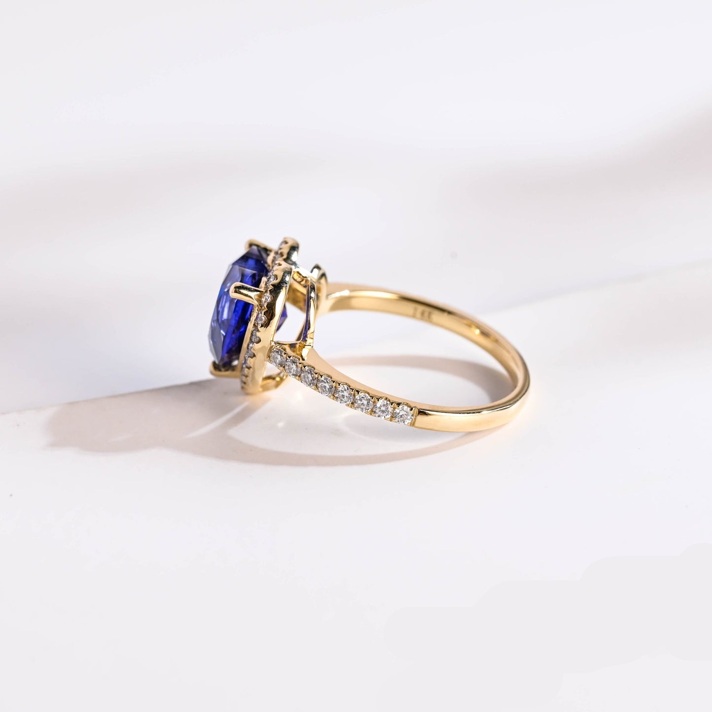 SquareJewelry heart cut lab grown sapphire engagement ring Solid Gold Heart Cut Blue Lab Grown Sapphire Engagement Ring