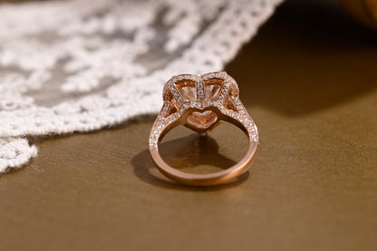 SquareJewelry heart cut moissanite engagement ring Solid Gold Halo Cathedral Set Heart Cut Moissanite Engagement Ring