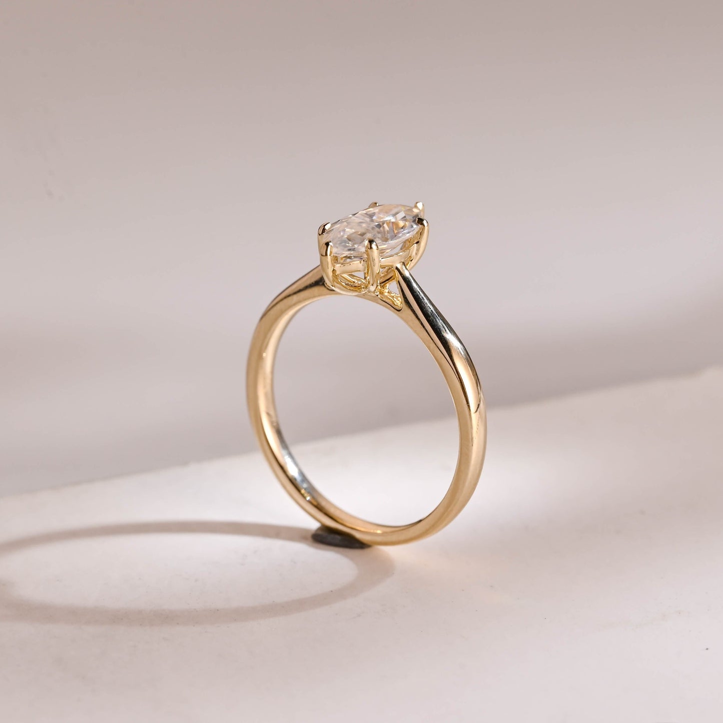 SquareJewelry marquise cut moissanite engagement ring Solid Gold Marquise Cut Moissanite Engagement Ring