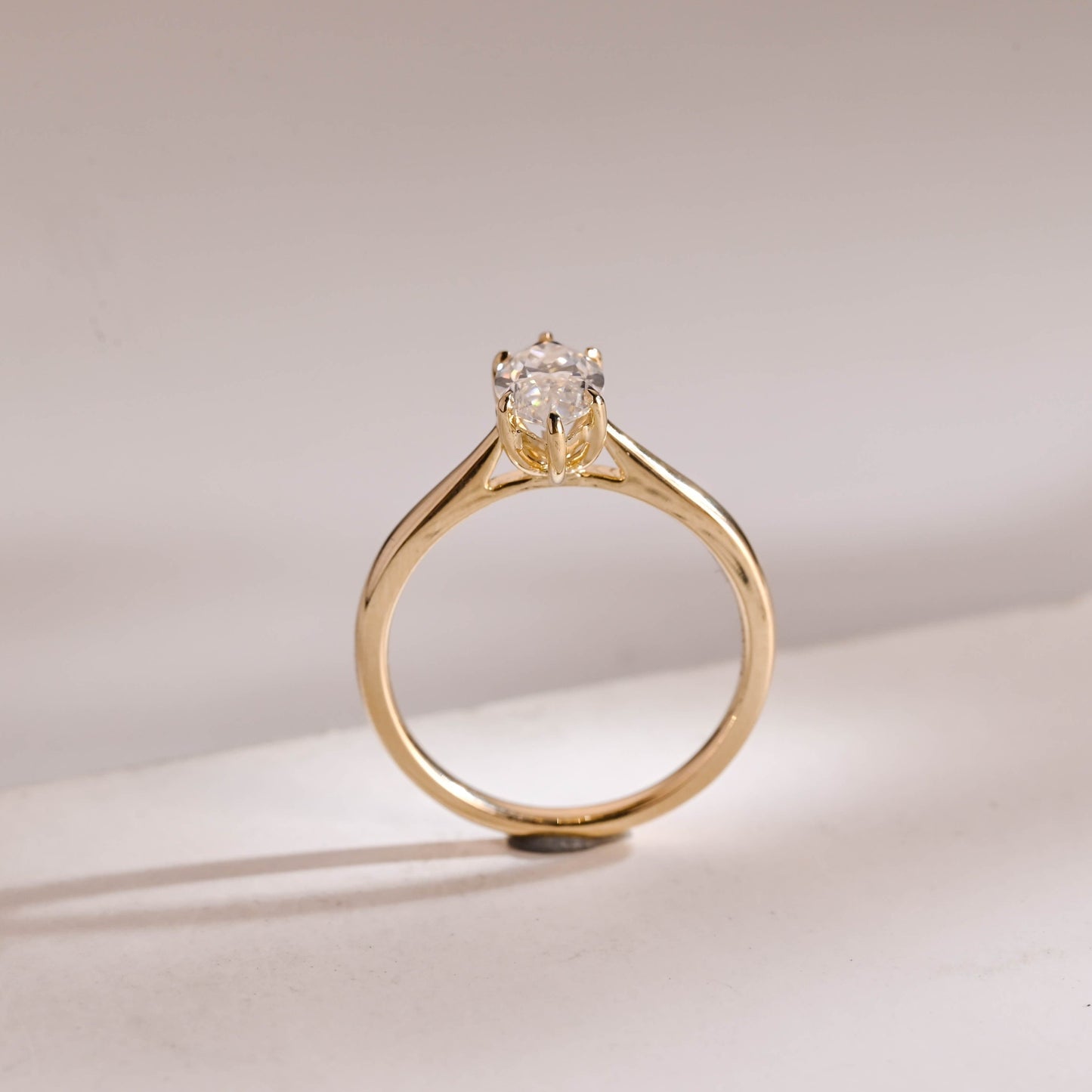 SquareJewelry marquise cut moissanite engagement ring Solid Gold Marquise Cut Moissanite Engagement Ring