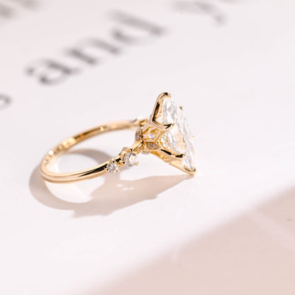 SquareJewelry marquise cut moissanite engagement ring Solid Gold Marquise Cut Moissanite Engagement Ring