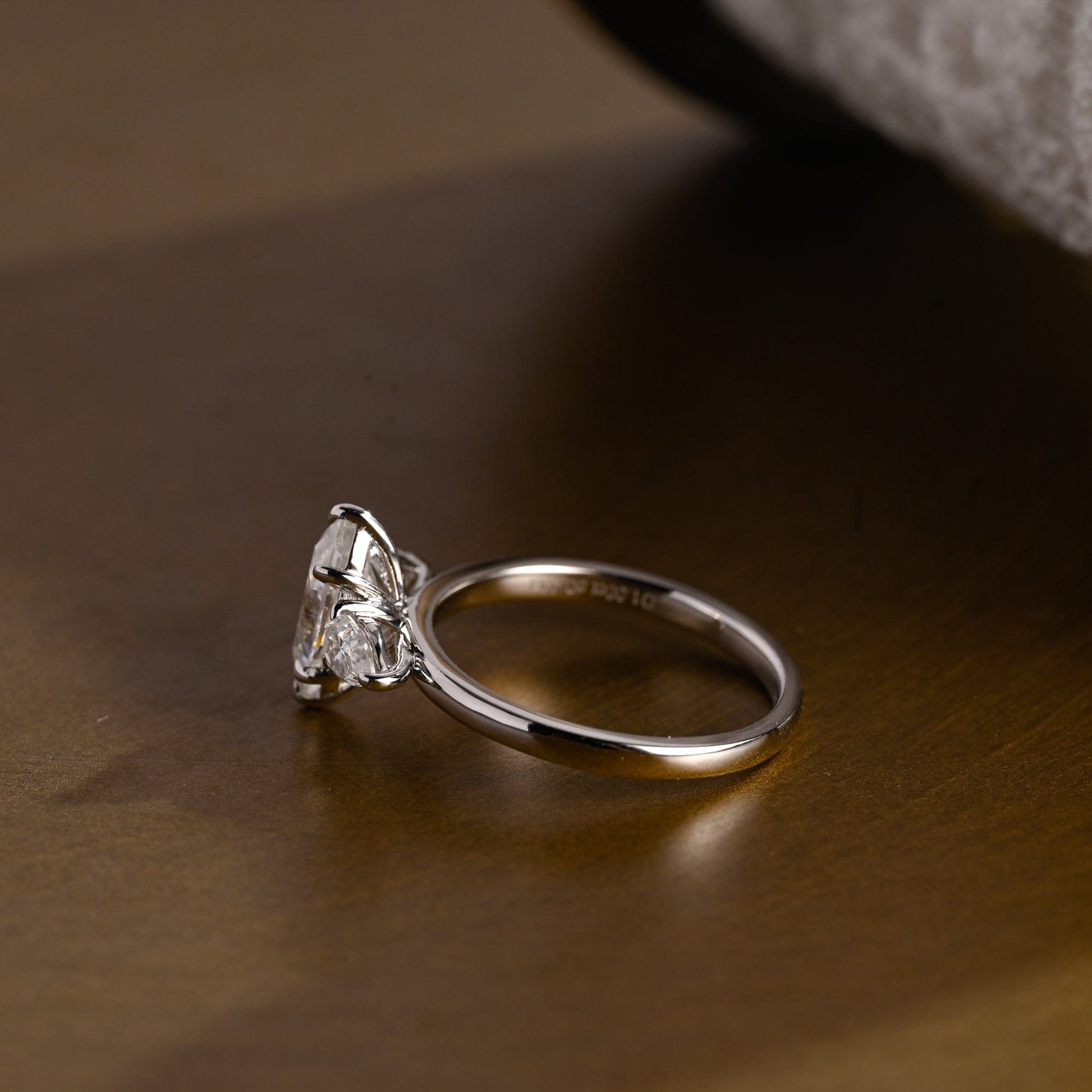 SquareJewelry marquise cut moissanite engagement ring Solid Gold Three Stone Marquise Cut Moissanite Engagement Ring