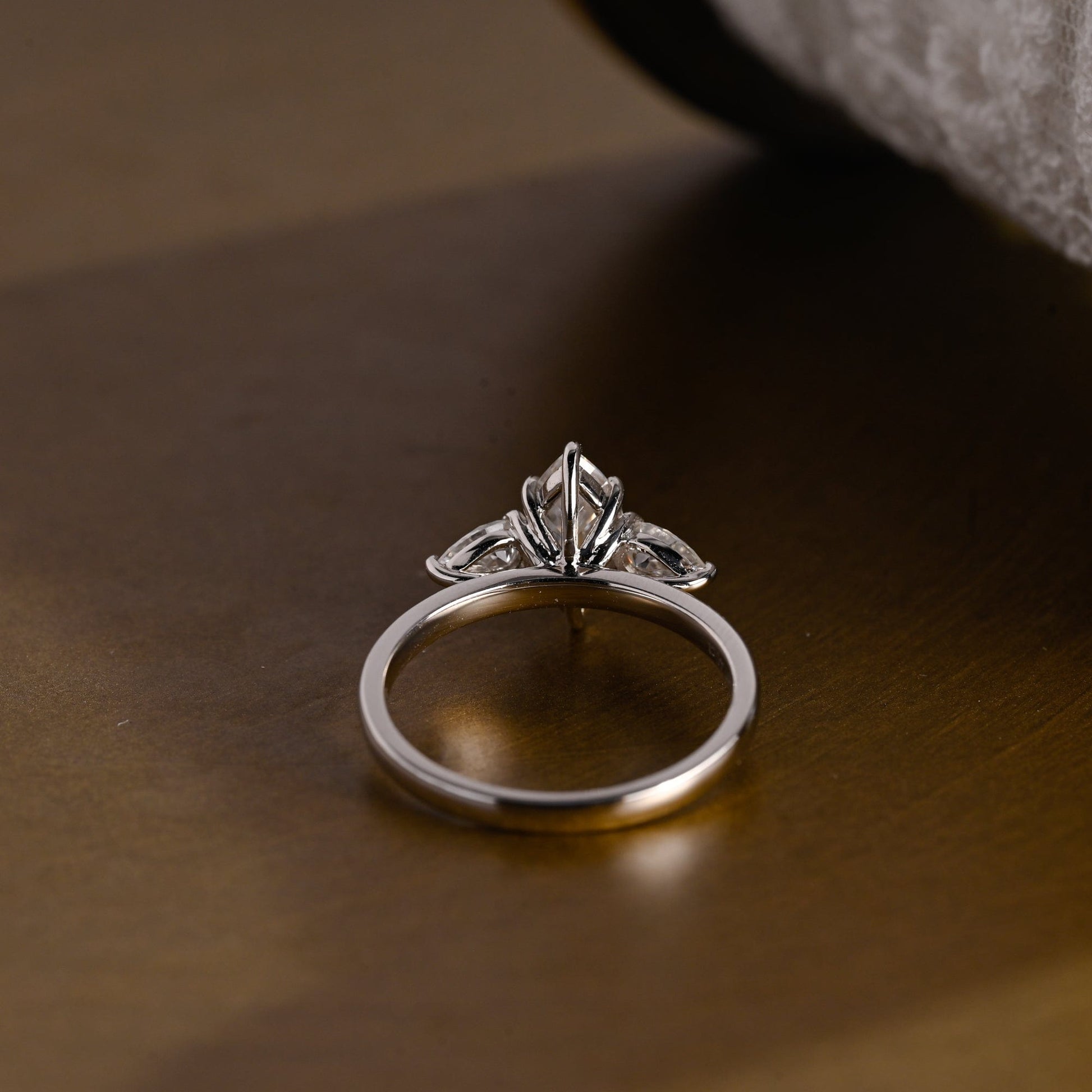 SquareJewelry marquise cut moissanite engagement ring Solid Gold Three Stone Marquise Cut Moissanite Engagement Ring