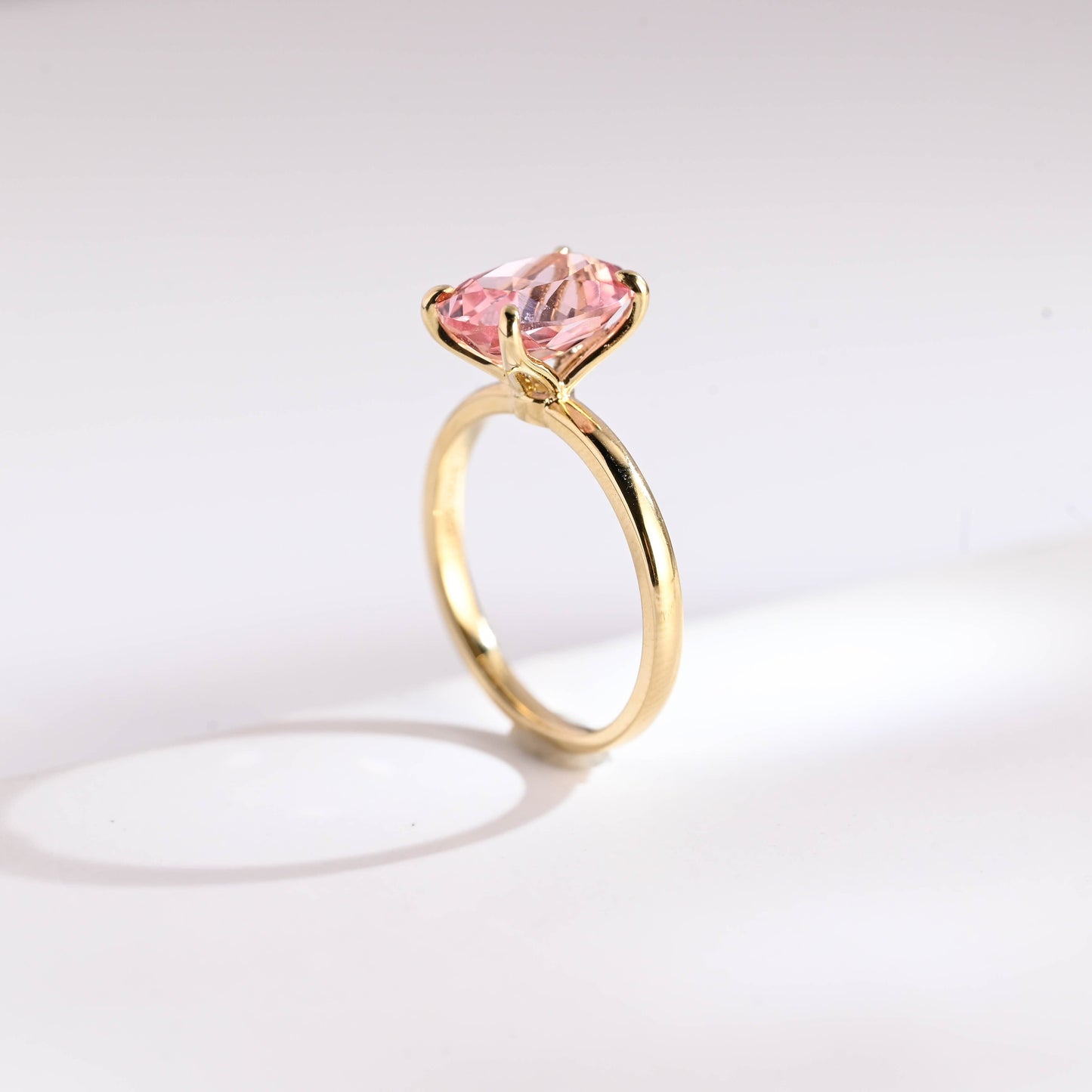 SquareJewelry oval cut lab grown sapphire engagement ring Tulip Oval Cut Lab Grown Pink Sapphire Engagement Ring