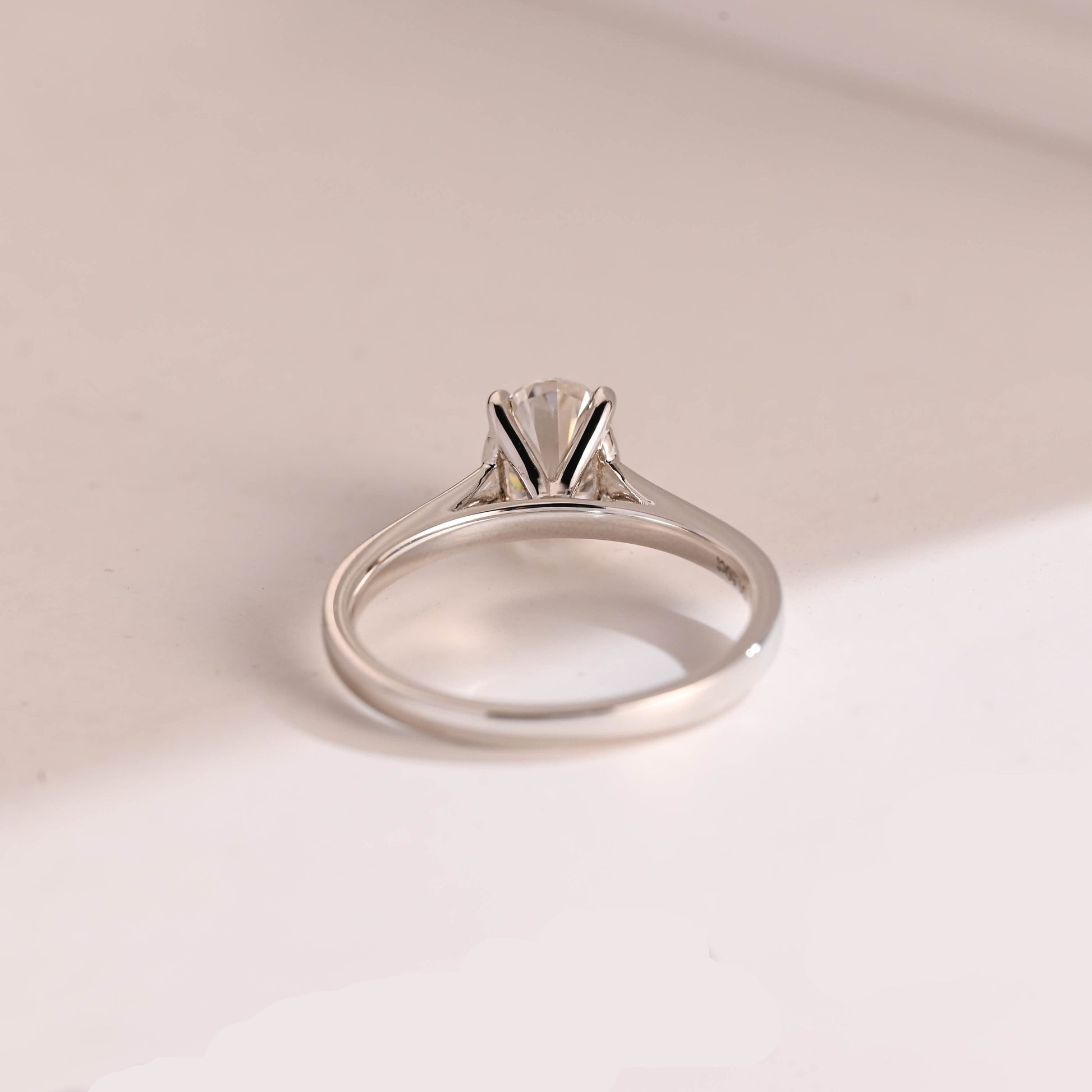 SquareJewelry oval cut moissanite engagement ring Solid Gold Cathedral Setting Oval Moissanite Engagement Ring