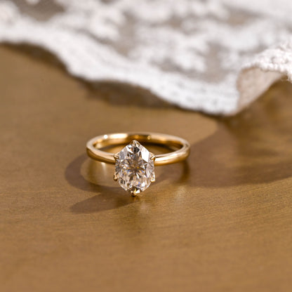 SquareJewelry oval cut moissanite engagement ring Solid Gold Oval Cut Moissanite Engagement Ring
