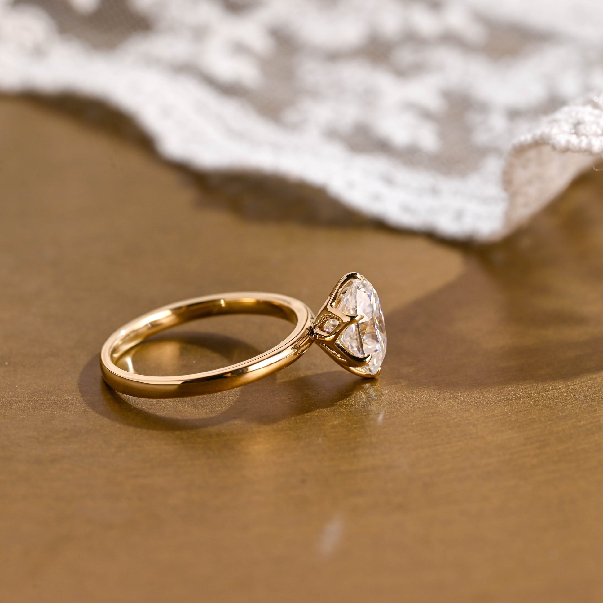 SquareJewelry oval cut moissanite engagement ring Solid Gold Oval Cut Moissanite Engagement Ring