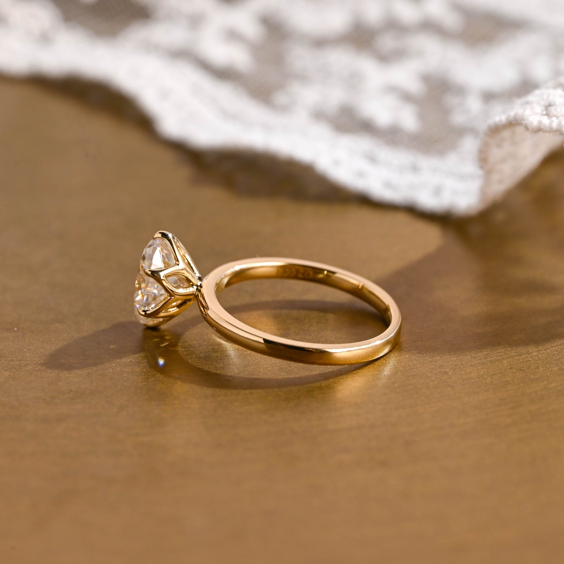 SquareJewelry oval cut moissanite engagement ring Solid Gold Oval Cut Moissanite Engagement Ring