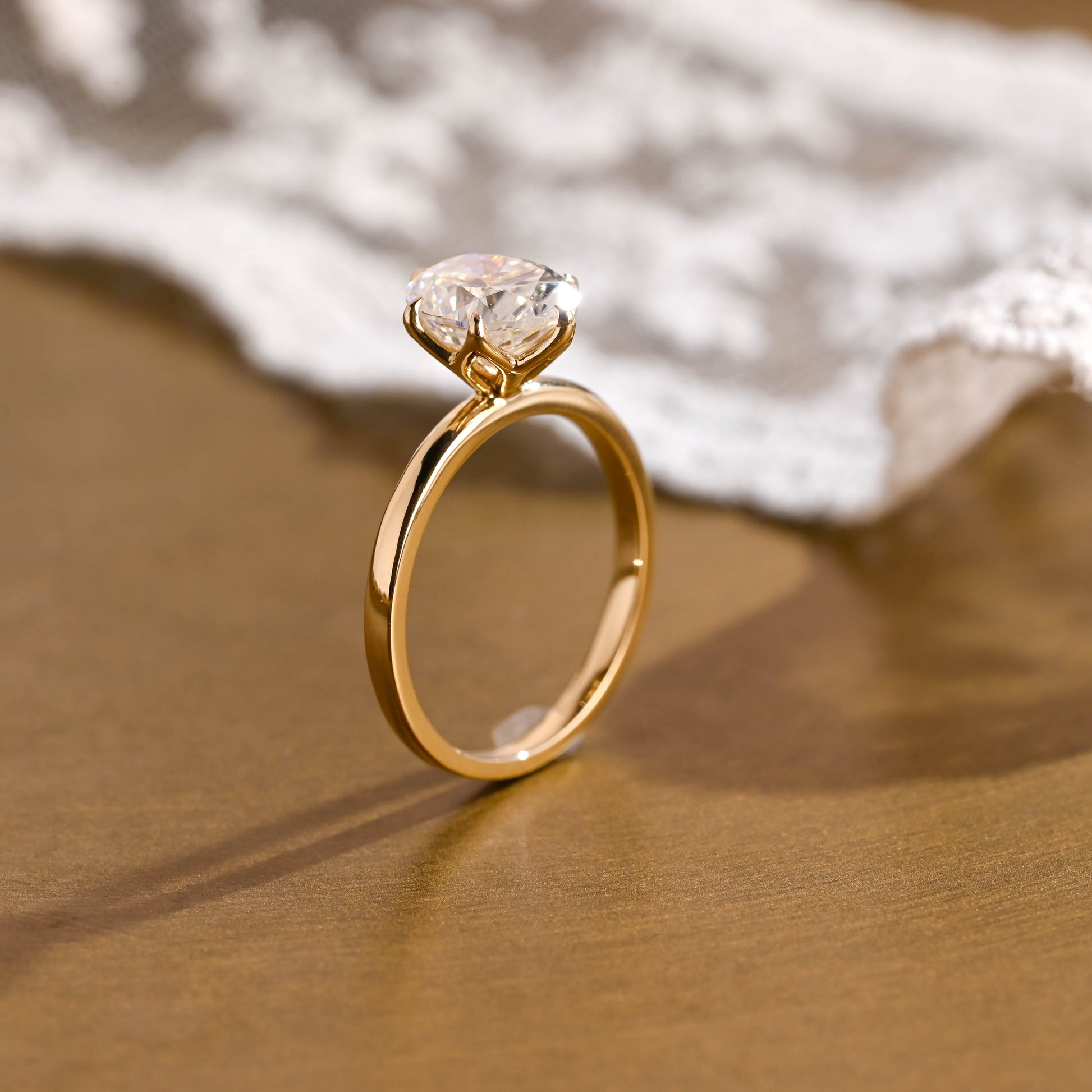 SquareJewelry oval cut moissanite engagement ring Solid Gold Oval Cut Moissanite Engagement Ring