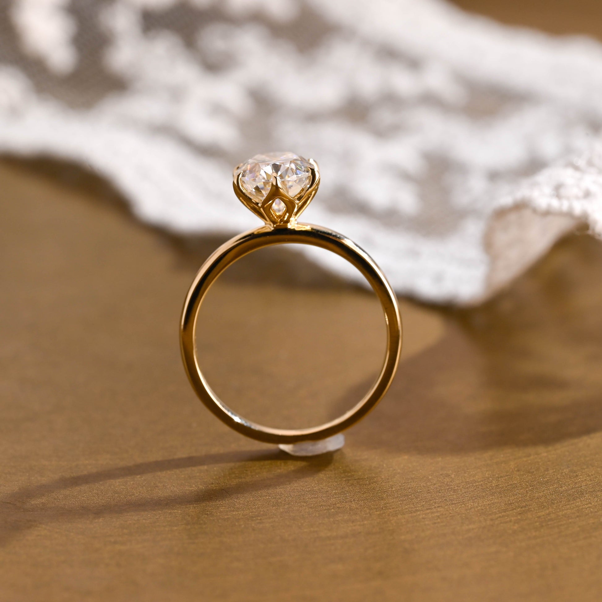 SquareJewelry oval cut moissanite engagement ring Solid Gold Oval Cut Moissanite Engagement Ring
