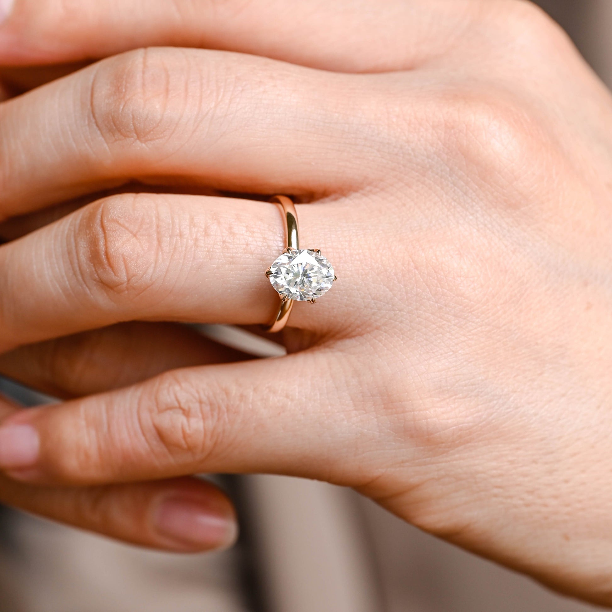 SquareJewelry oval cut moissanite engagement ring Solid Gold Oval Cut Moissanite Engagement Ring