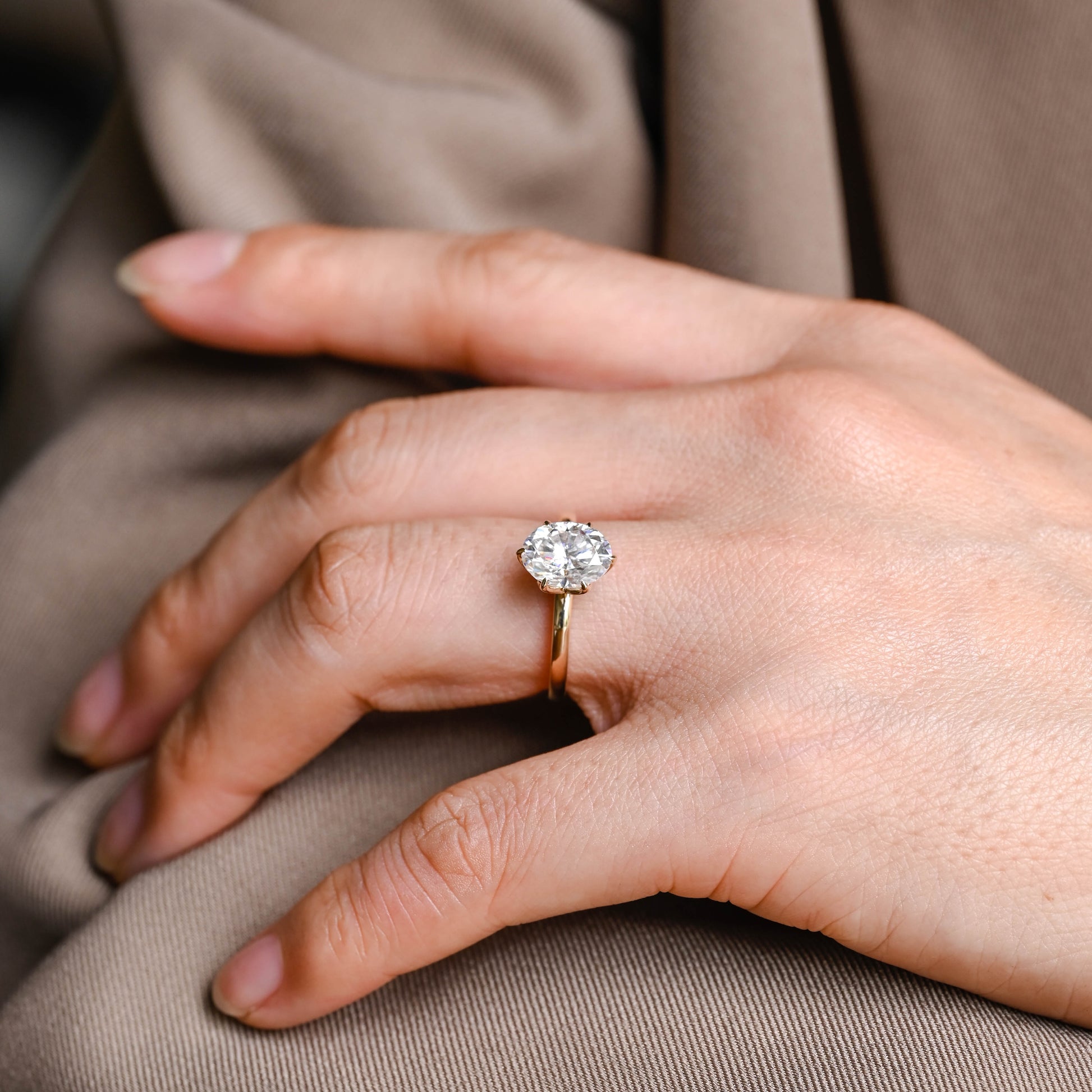SquareJewelry oval cut moissanite engagement ring Solid Gold Oval Cut Moissanite Engagement Ring
