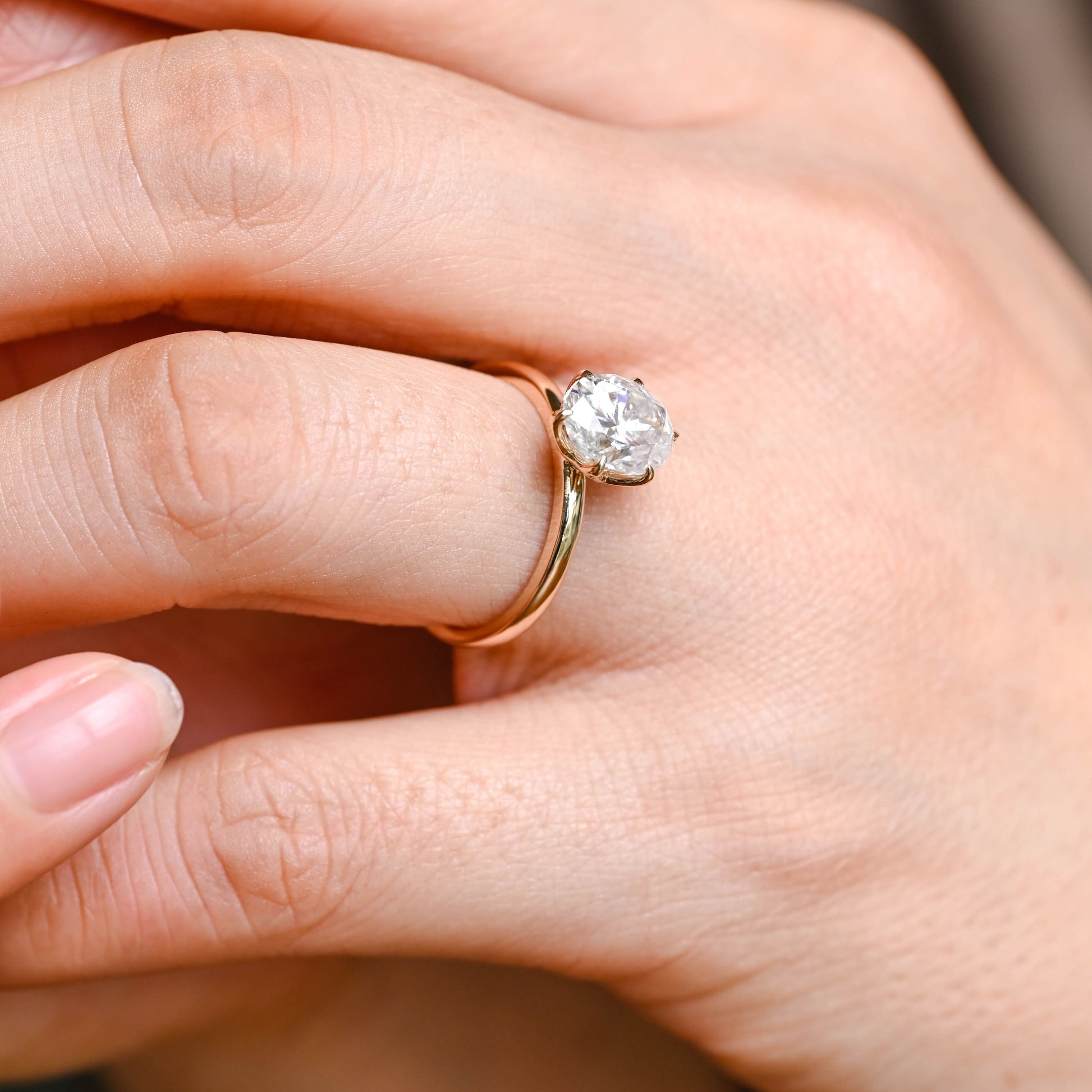 SquareJewelry oval cut moissanite engagement ring Solid Gold Oval Cut Moissanite Engagement Ring