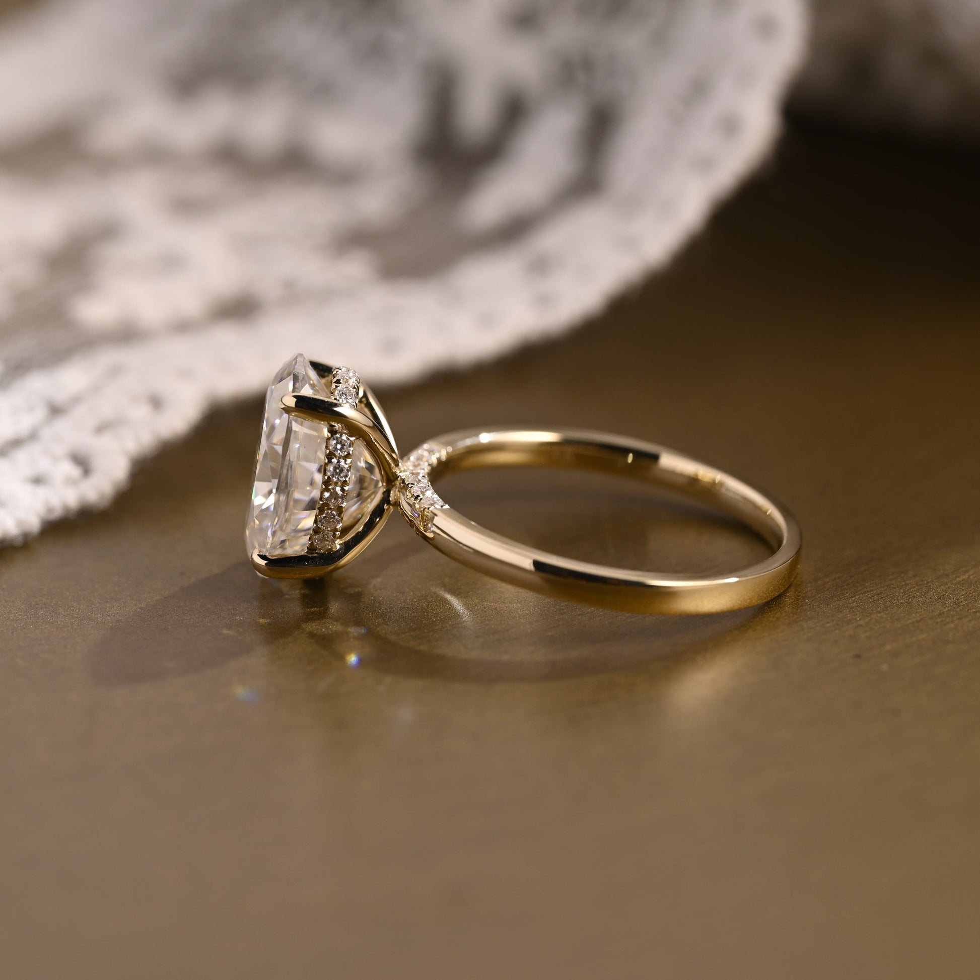 SquareJewelry oval cut moissanite engagement ring Solid Gold Oval Cut Moissanite Engagement Ring